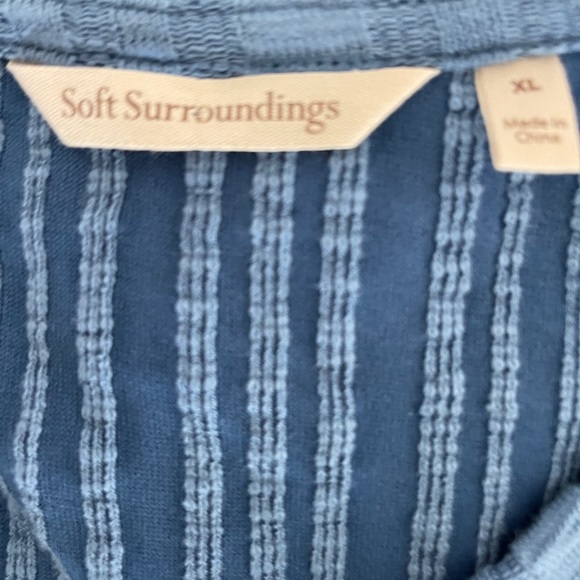 Soft Surroundings Goldie Blue Tunic Blouse XL Stretch Crinkle Button Back Top - Picture 7 of 9